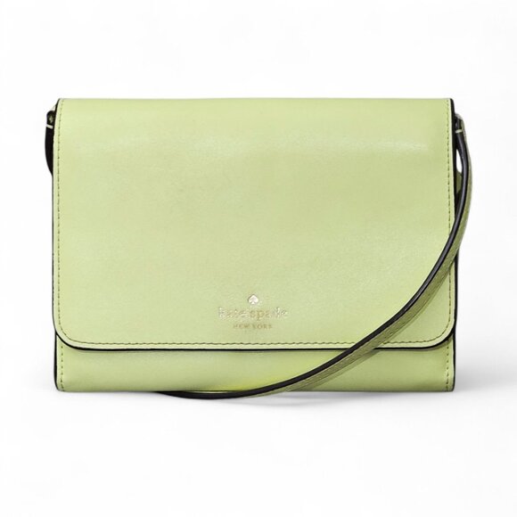 Kate Spade Staci Flap Saffiano Leather Lime Green Crossbody Shoulder Bag COA - Picture 1 of 15